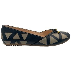 Like New Goby Geometric Ballerina Flat, Black/Cream, Size 39EU